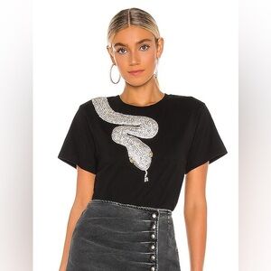 Retrofete Black Tee with Silver Snake Design